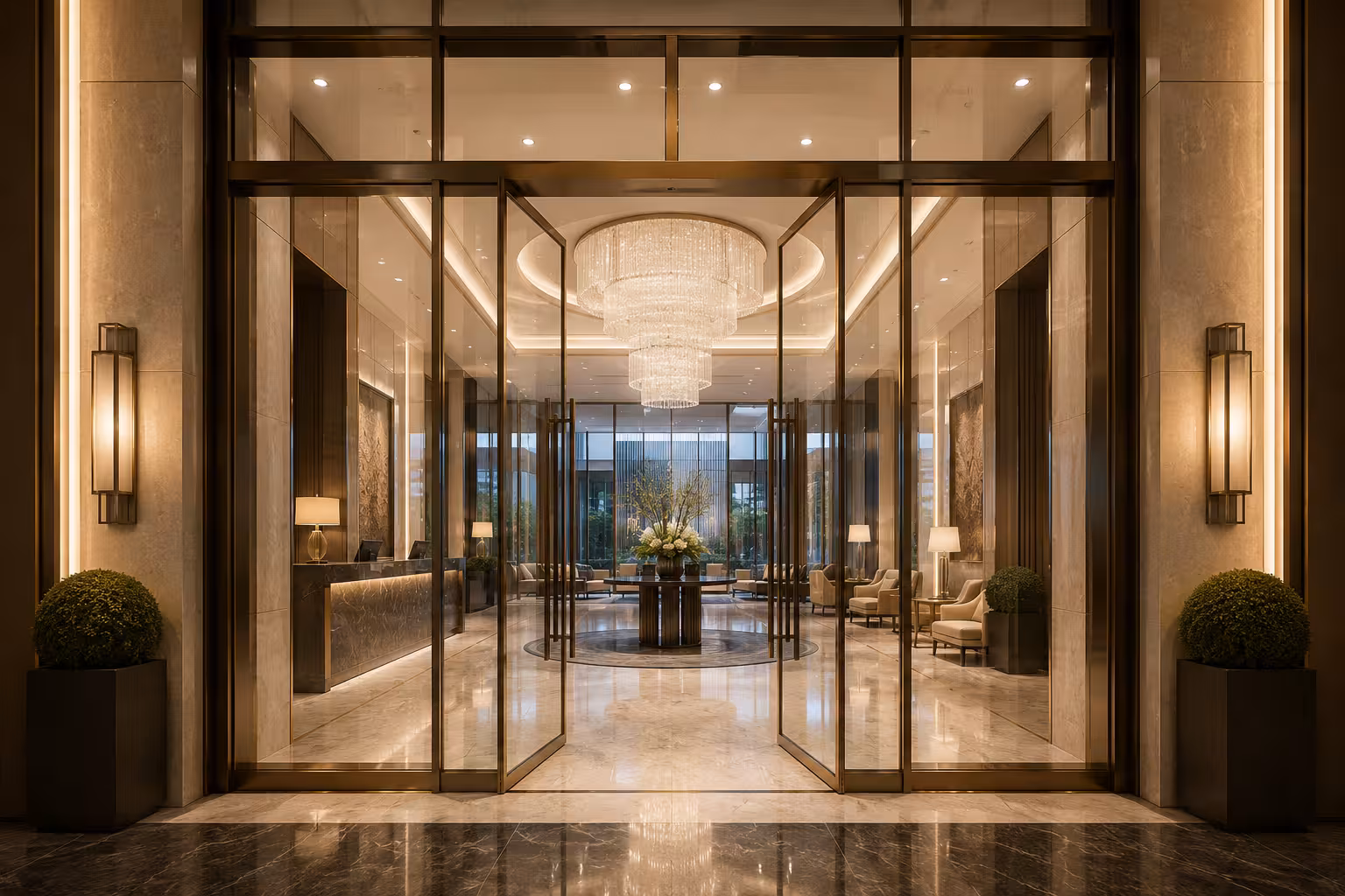 Commercial building entrance in Qatar